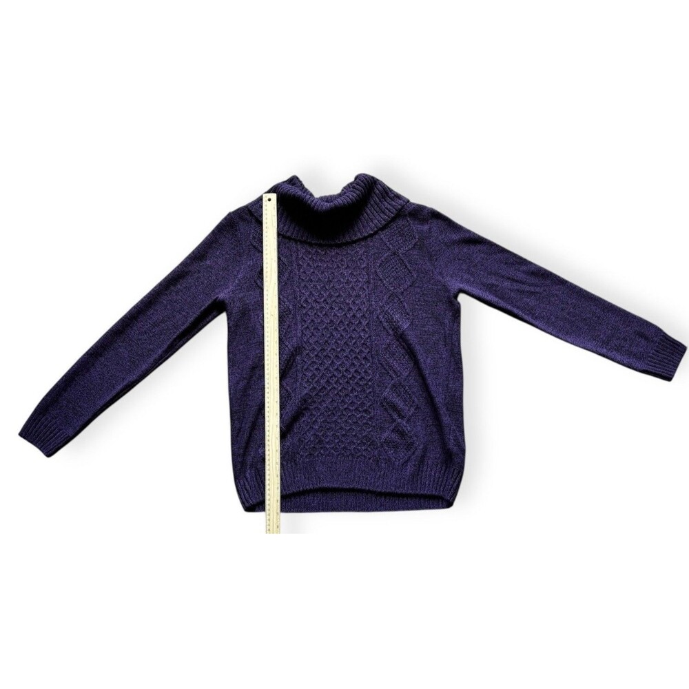 XL 16-18 Faded Glory Purple Cowl Turtleneck Sweater Cable Knit